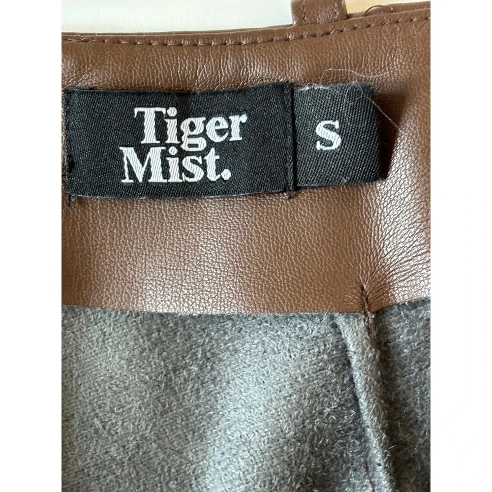 Tiger Mist Flare Leg Pants Brown Womens Size S Faux Leather High Rise Edgy Y2K